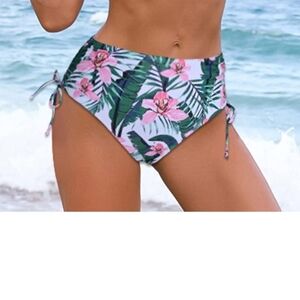 New Tropical Floral High-Waisted Bikini Bottom